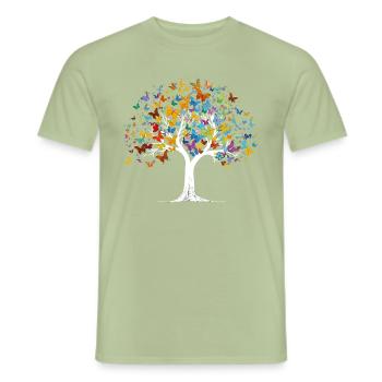 Arbre papillon - Nature Arbres Papillons - T-shirt homme - vert sauge - Devant - AI Model Male 178 light (178cm)