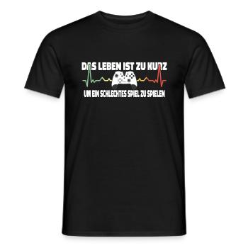 Gamer Leben Ist Zu Kurz Konsole Gaming Zocker - Männer T-Shirt - Schwarz - Vorne - AI Model Male 178 light (178cm)