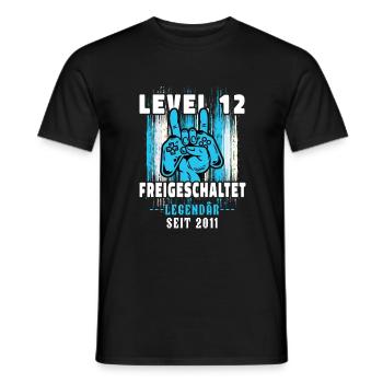 12. Geburtstag Junge Level 12 Gaming Zocker Gamer - Männer T-Shirt - Schwarz - Vorne - AI Model Male 178 light (178cm)