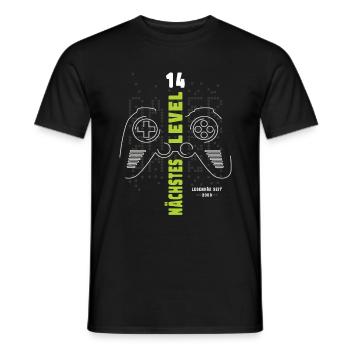 Level 14 Geburtstag Junge Gaming Zocker Gamer - Männer T-Shirt - Schwarz - Vorne - AI Model Male 178 light (178cm)