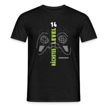 Level 14 Geburtstag Controller Gaming Zocker Gamer - Männer T-Shirt - Schwarz - Vorne - AI Model Male 178 light (178cm)