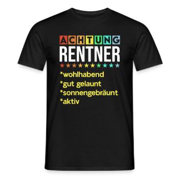 Achtung Rentner Lustige Renten Sprüche Rente Motiv - Männer T-Shirt - Schwarz - Vorne - AI Model Male 178 light (178cm)