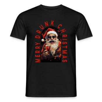 Merry Drunk Christmas Santa Claus Drinks Alk - Men's T-Shirt - black - Front - AI Model Male 178 light (178cm)