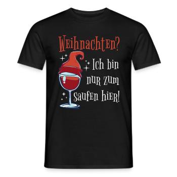 Wein Weinglas Weihnachten Wichtel Mütze Geschenk - Männer T-Shirt - Schwarz - Vorne - AI Model Male 178 light (178cm)