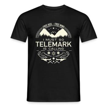 Telemark Ski Tourenski Ferse Frei Freeheel Vintage - Männer T-Shirt - Schwarz - Vorne - AI Model Male 178 light (178cm)