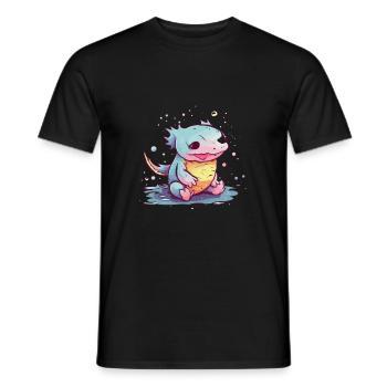 Süßer Anime -Stil Axolotl Kawaii - Männer T-Shirt - Schwarz - Vorne - AI Model Male 178 light (178cm)