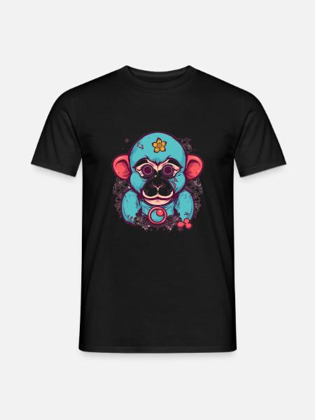 Mignon Anime Style Macaque Kawaii - T-shirt homme - noir