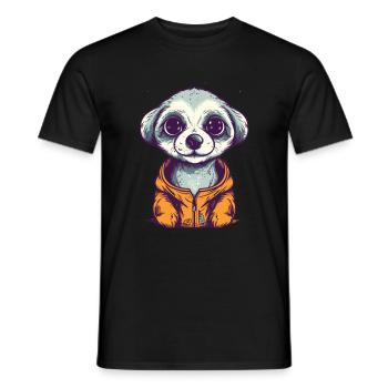 Süßer Anime -Stil Meerkat Kawaii - Männer T-Shirt - Schwarz - Vorne - AI Model Male 178 light (178cm)