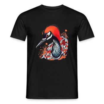 Süßer Anime -Stil Red Crowned Crane Kawaii - Männer T-Shirt - Schwarz - Vorne - AI Model Male 178 light (178cm)