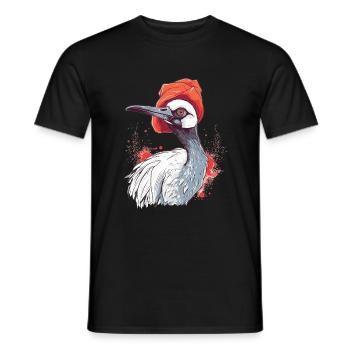 Süßer Anime -Stil Red Crowned Crane Kawaii - Männer T-Shirt - Schwarz - Vorne - AI Model Male 178 light (178cm)
