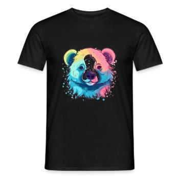 Mignon Anime Style paresseux ours Kawaii - T-shirt homme - noir - Devant - AI Model Male 178 light (178cm)