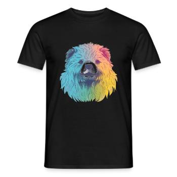 Mignon Anime Style paresseux ours Kawaii - T-shirt homme - noir - Devant - AI Model Male 178 light (178cm)