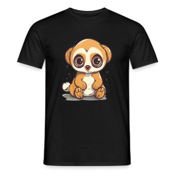 Netter Anime -Stil Langsam Loris Kawaii - Männer T-Shirt - Schwarz - Vorne - AI Model Male 178 light (178cm)