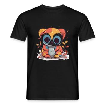 Netter Anime -Stil Langsam Loris Kawaii - Männer T-Shirt - Schwarz - Vorne - AI Model Male 178 light (178cm)
