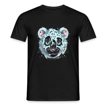Netter Anime -Stil Schneeleopard Kawaii - Männer T-Shirt - Schwarz - Vorne - AI Model Male 178 light (178cm)
