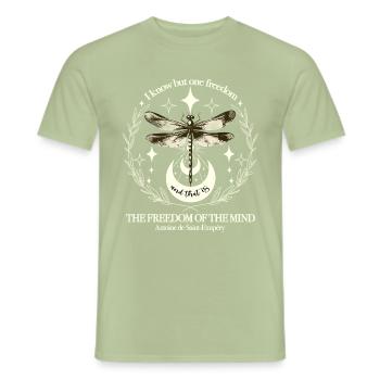 Conception de citation de liberté en ivoire pour les amoureux des livres - T-shirt homme - vert sauge - Devant - AI Model Male 178 light (178cm)