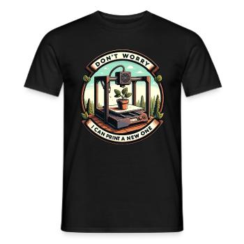 Don't worry, I can reprint it 3D printing - Men's T-Shirt - black - Front - AI Model Male 178 light (178cm)