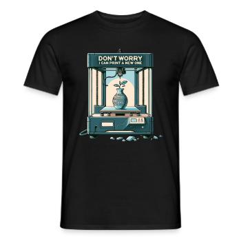 Don't worry, I can reprint it 3D printing - Men's T-Shirt - black - Front - AI Model Male 178 light (178cm)