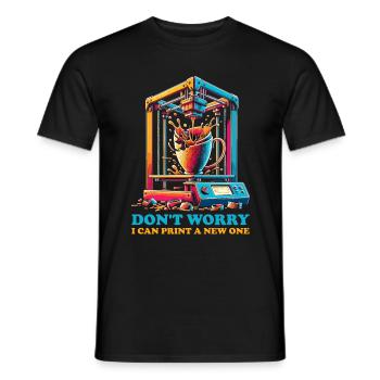 Don't worry, I can reprint it 3D printing - Men's T-Shirt - black - Front - AI Model Male 178 light (178cm)