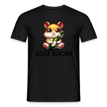 LECKER BIERCHEN Sad Hamster Meme - Männer T-Shirt - Schwarz - Vorne - AI Model Male 178 light (178cm)