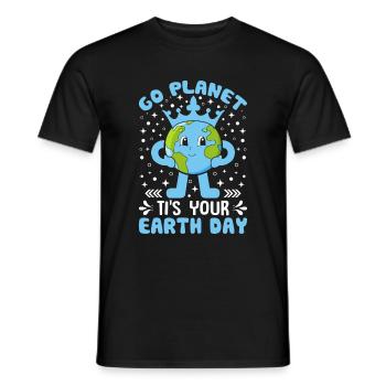 Go Planet It's Your Earth Day Cheerful Artwork - Men's T-Shirt - black - Front - AI Model Male 178 light (178cm)