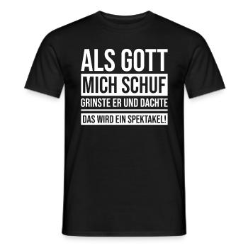When God created me, he grinned and thought - Men's T-Shirt - black - Front - AI Model Male 178 light (178cm)