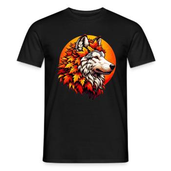 Wolf Mit Einer Mähne Aus Herbstblättern - Männer T-Shirt - Schwarz - Vorne - AI Model Male 178 light (178cm)