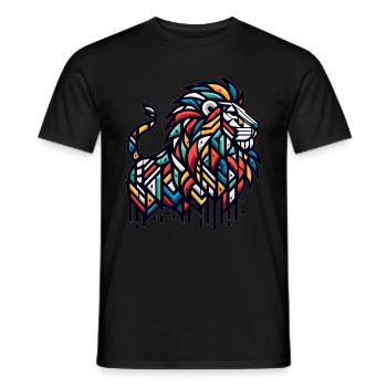 Lion à motifs géométriques - T-shirt homme - noir - Devant - AI Model Male 178 light (178cm)