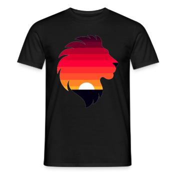 Silhouette d’un lion avec coucher de soleil - T-shirt homme - noir - Devant - AI Model Male 178 light (178cm)