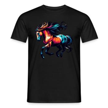 Galoppierendes Pferd In Bewegung Tierpferd - Männer T-Shirt - Schwarz - Vorne - AI Model Male 178 light (178cm)