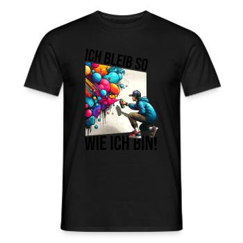 ich bleibe so wie ich bin Street Art Graffiti - Männer T-Shirt - Schwarz - Vorne - AI Model Male 178 light (178cm)