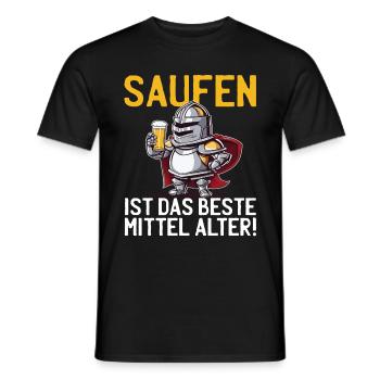 Saufen Ist das beste Mittelalter Spruch Ritter - Männer T-Shirt - Schwarz - Vorne - AI Model Male 178 light (178cm)