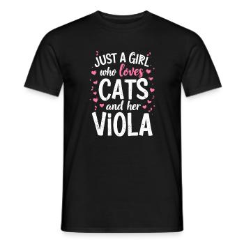 Viola Chat Altiste Chats Amour - T-shirt homme - noir - Devant - AI Model Male 178 light (178cm)