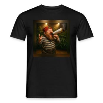 Marktschreier-Zwerg mit Joint-Megaphon - Männer T-Shirt - Schwarz - Vorne - AI Model Male 178 light (178cm)