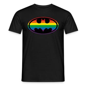 Justice League Batman Rainbow Logo - Men's T-Shirt - black - Front - AI Model Male 178 light (178cm)