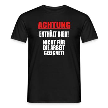 ACHTUNG Enthält Bier Hartz4 Biertrinker Suff Fun - Männer T-Shirt - Schwarz - Vorne - AI Model Male 178 light (178cm)