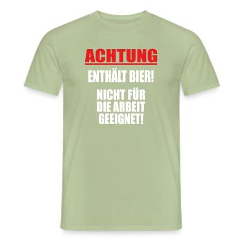 ACHTUNG Enthält Bier Hartz4 Biertrinker Suff Fun - Männer T-Shirt - Sage - Vorne - AI Model Male 178 light (178cm)