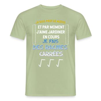 Humour Maths, racine carrée cadeau enseignants, - T-shirt homme - vert sauge - Devant - AI Model Male 178 light (178cm)