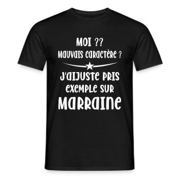 Mauvais Caractère Marraine - T-shirt homme - noir - Devant - AI Model Male 178 light (178cm)