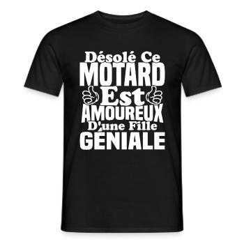 Motard est amoureux d'une fille géniale - T-shirt homme - noir - Devant - AI Model Male 178 light (178cm)
