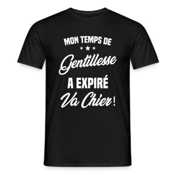 Mon temps de gentillesse a expiré Humour - T-shirt homme - noir - Devant - AI Model Male 178 light (178cm)