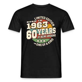 60 years - birthday 1963 - Men's T-Shirt - black - Front - AI Model Male 178 light (178cm)