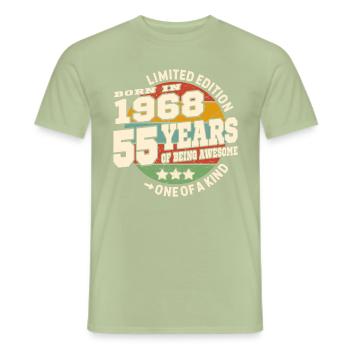 55 Jahre - Geburtstag 1968 - Männer T-Shirt - Sage - Vorne - AI Model Male 178 light (178cm)