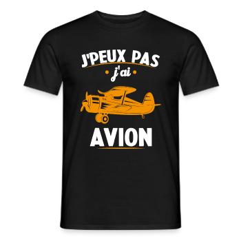 Je peux pas j'ai avion humour aviation Cadeau - T-shirt homme - noir - Devant - AI Model Male 178 light (178cm)