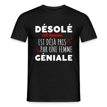 Cadeau saint valentin pour homme une femme géniale - T-shirt homme - noir - Devant - AI Model Male 178 light (178cm)