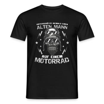 Unterschätze niemals alten Mann auf dem Motorrad - Männer T-Shirt - Schwarz - Vorne - AI Model Male 178 light (178cm)