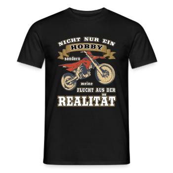 Nicht nur Hobby, sondern Flucht aus der Realität - Männer T-Shirt - Schwarz - Vorne - AI Model Male 178 light (178cm)
