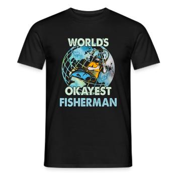 World’s Okayest Fisherman - Funny Angler - T-shirt homme - noir - Devant - AI Model Male 178 light (178cm)