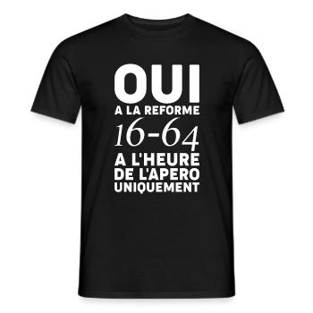 Apéro 64 ans Retraite Retraité - T-shirt homme - noir - Devant - AI Model Male 178 light (178cm)