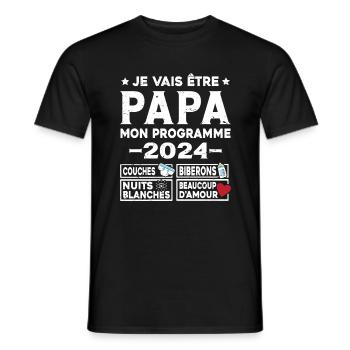 Je vais être papa mon programme en 2024 Futur Papa - T-shirt homme - noir - Devant - AI Model Male 178 light (178cm)